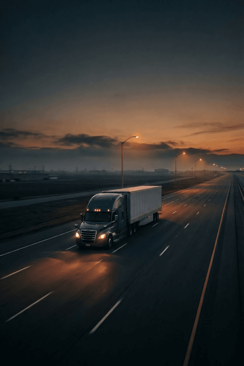 Commercial truck on the open highway representing sales team AI enablement